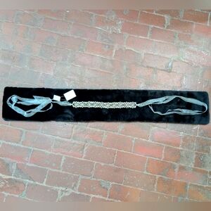 David's Bridal Silver Ribbon Crystal Embellished Bridal Belt